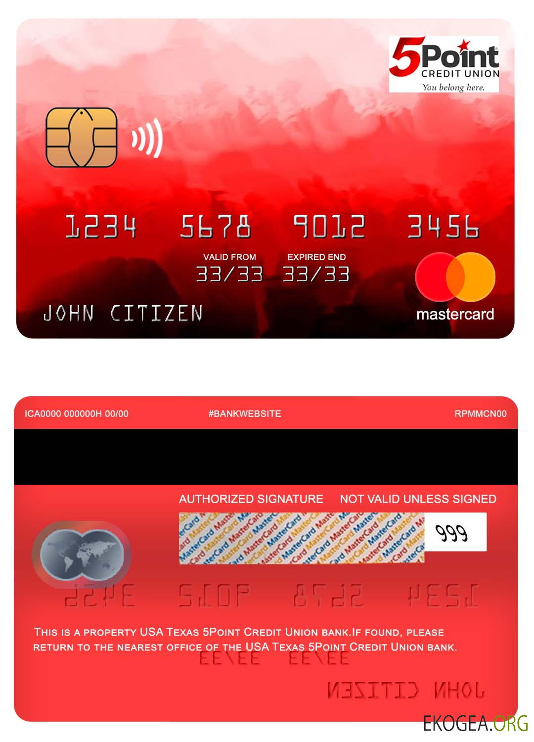 Carte bancaire Mastercard USA Texas 5Point Credit Union